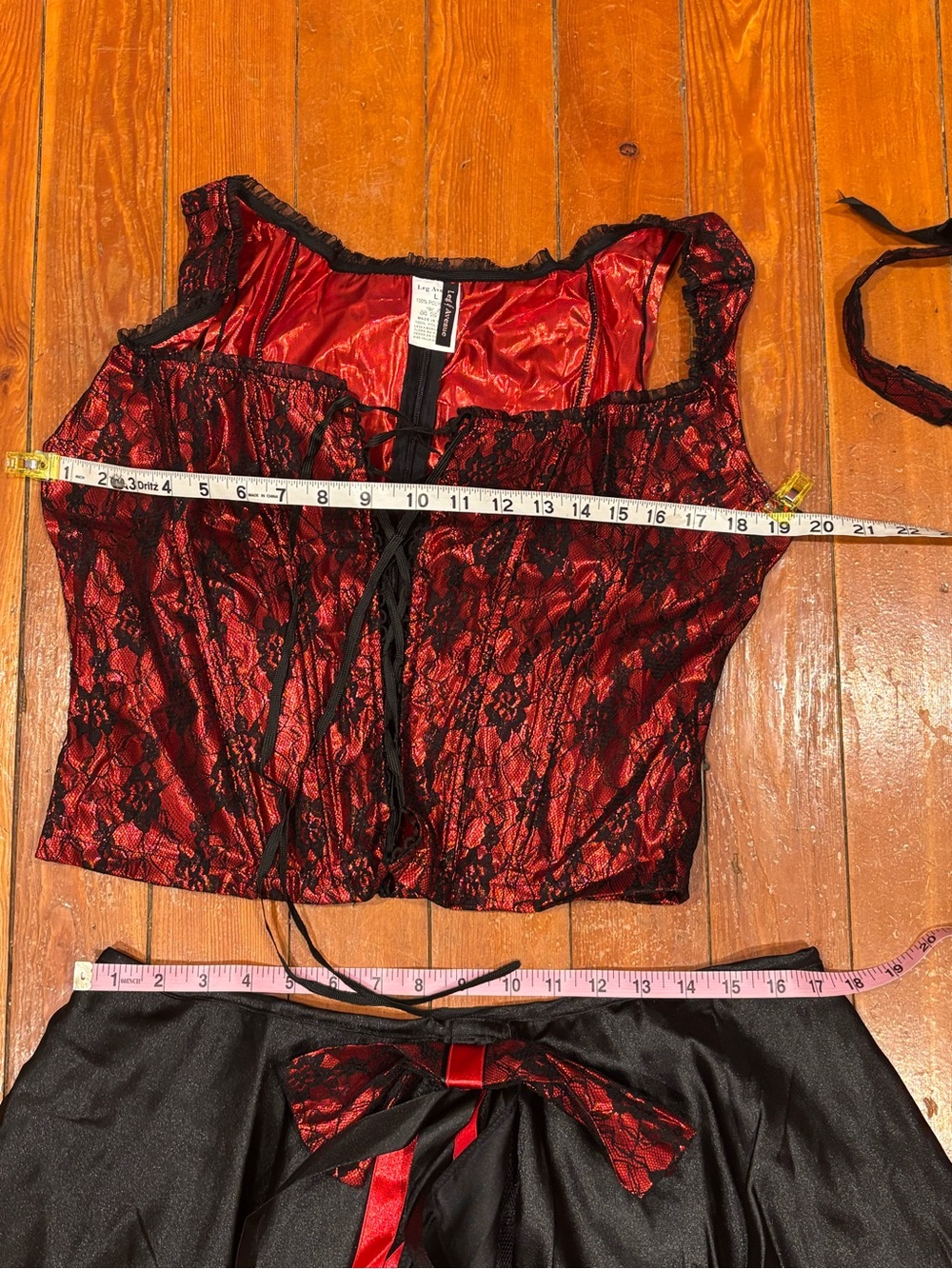 “Can Can Girl” Costume Women’s L Red Black Saloon Burlesque Western NIP - Picture 7 of 10